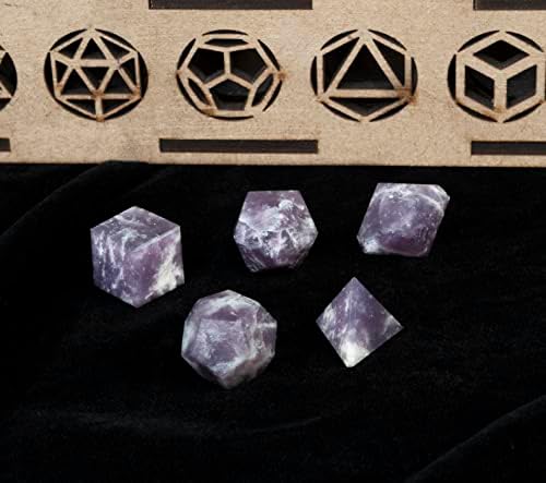 Crocon lepidolit 5pcs Platonski kruti set kristalna geometrija, platonski kruti tvari sveti geometrijsko kamenje za meditaciju reiki