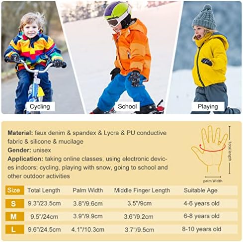 Dječje zimske rukavice topli zaslon osjetljiv na dodir: Anti-Slip Lightweight Outdoor Sports Mittens u dobi od 4-12 Dječja rukavica
