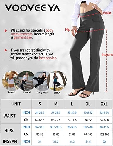 Vooveeya ženske gamaša - bootleg joga hlače Flare s 4 džepa, kontrola trbuha visokog struka hlača s visokim strukom