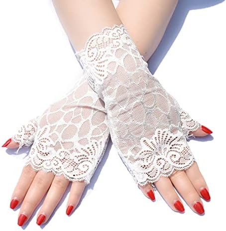 Ženske seksi jednobojne čipkaste rukavice za vožnju s Pola prsta sa kremom za sunčanje i prozračnom mrežicom Ženske rukavice