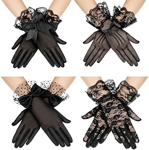 4 para čipkastih rukavica Ženske elegantne kratke rukavice rukavice za čaj Vintage rukavice ljubaznošću ljetne rukavice za žene djevojke