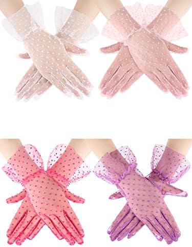 Ženske čipkaste rukavice rukavice za čajanke Ženske elegantne kratke rukavice dužine ručnog zgloba cvjetne rukavice za svadbenu svadbenu